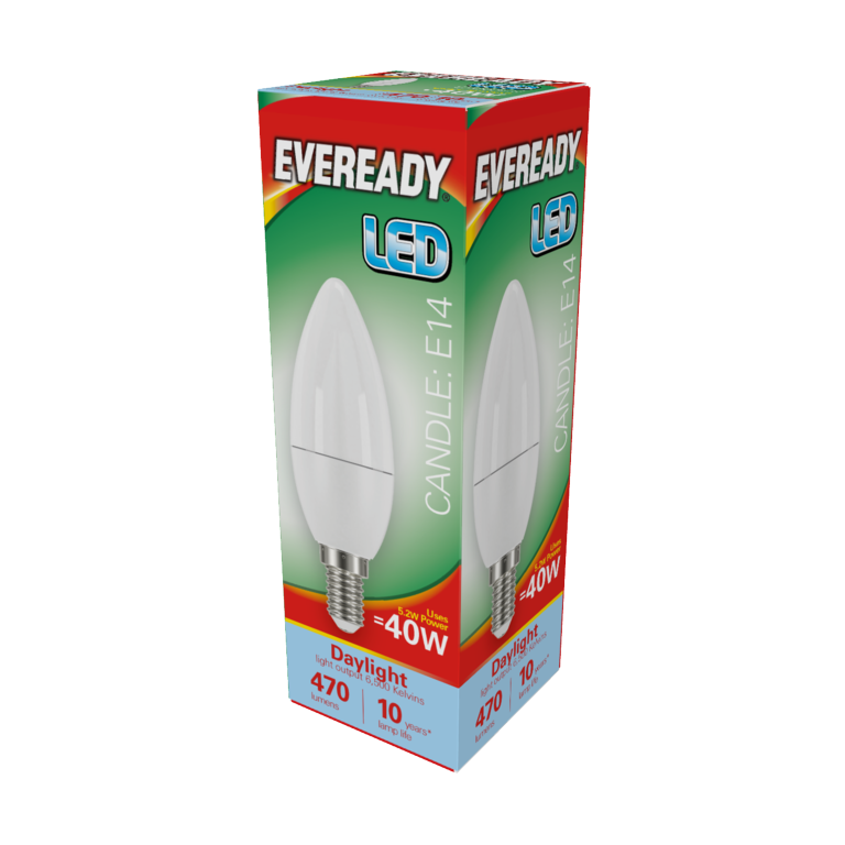 Eveready LED Candle 6W 480lm Daylight 6500k E14