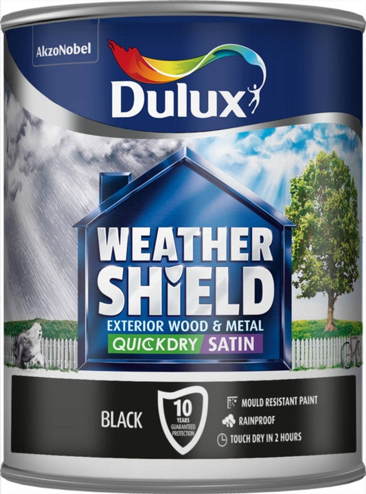 Dulux Weathershield Quick Dry Satin 750ml Black