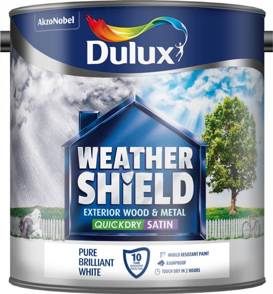 Dulux Weathershield Quick Dry Satin 2.5L Pure Brilliant White