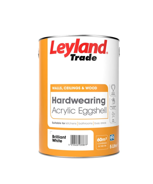 Leyland Trade Acrylic Eggshell 5L Brilliant White