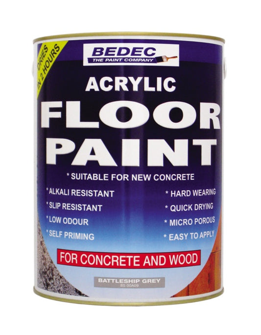 Bedec Acrylic Floor Paint 5L Light Grey