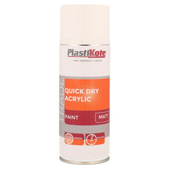 PlastiKote Quick Dry Acrylic Spray 400ml White Matt