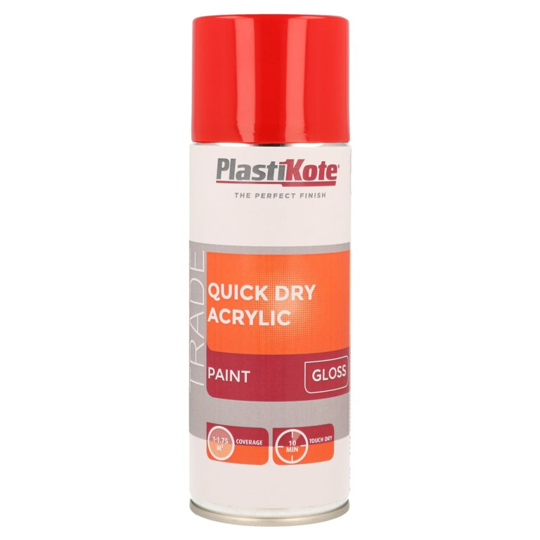PlastiKote Quick Dry Acrylic Spray 400ml Red Gloss