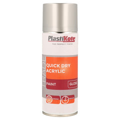 PlastiKote Quick Dry Acrylic Spray 400ml Silver Gloss