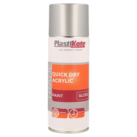PlastiKote Quick Dry Acrylic Spray 400ml Grey Gloss