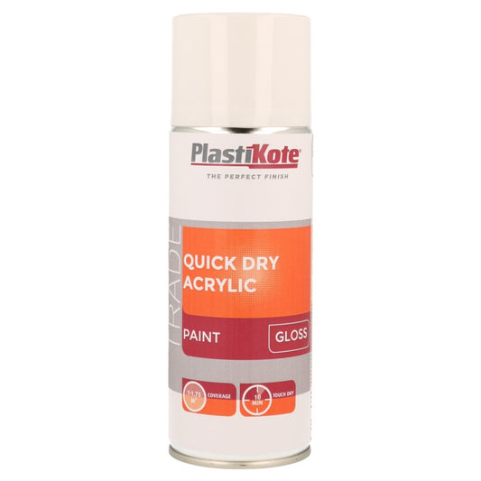 PlastiKote Quick Dry Acrylic Spray 400ml White Gloss