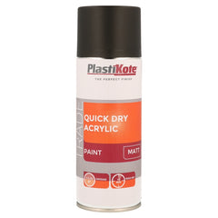 PlastiKote Quick Dry Acrylic Spray 400ml Black Matt