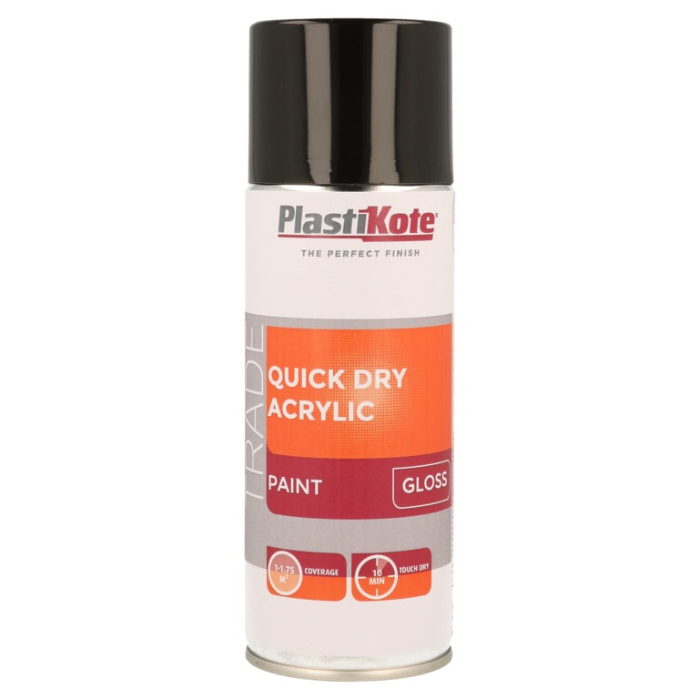 PlastiKote Quick Dry Acrylic Spray 400ml Black Matt
