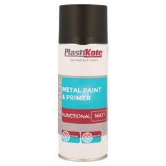 PlastiKote Metal Spray Paint 400ml Black Matt