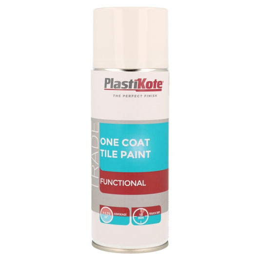 PlastiKote One Coat Tile Paint 400ml Spray White