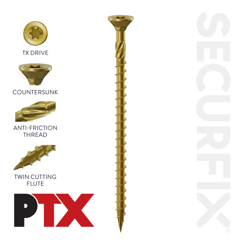 Securfix PTX Size: 8 x 1 1/2" (4.0 x 40mm) | Pack of 200 Screws