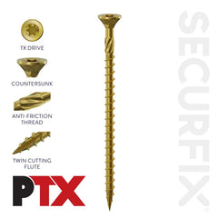 Securfix PTX Size: 10 x 2" (5.0 x 60mm) | Pack of 200 Screws