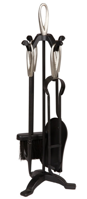 Hearth & Home Black Companion Set With Pewter Handles 5 Piece 24"
