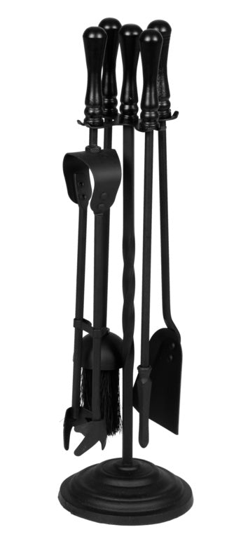 Hearth & Home Black Companion Set With Round Base 5 Piece 19"