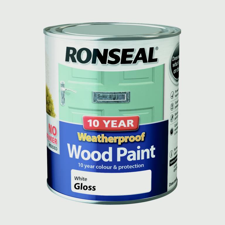 Ronseal 10 Year Weatherproof Gloss Wood Paint 750ml White