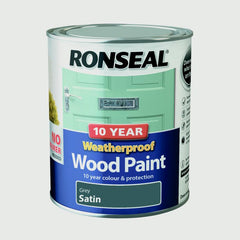 Ronseal 10 Year Weatherproof Satin Wood Paint 750ml Grey