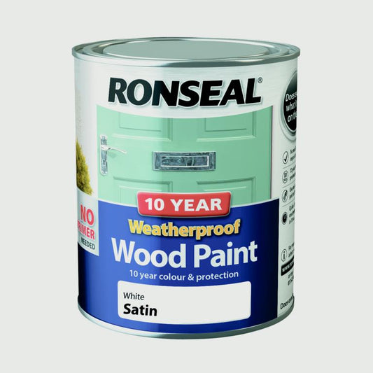 Ronseal 10 Year Weatherproof Satin Wood Paint 750ml Grey