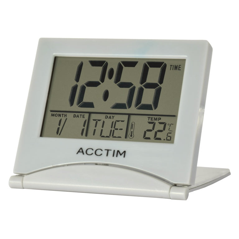 Acctim Mini Flip II Travel LCD Alarm Clock Grey