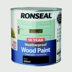 Ronseal 10 Year Weatherproof Gloss Wood Paint 2.5L Black