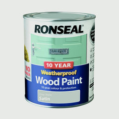 Ronseal 10 Year Weatherproof Satin Wood Paint 750ml Grey Stone