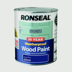 Ronseal 10 Year Weatherproof Gloss Wood Paint 750ml Royal Blue
