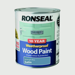Ronseal 10 Year Weatherproof Satin Wood Paint 750ml Black