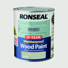 Ronseal 10 Year Weatherproof Satin Wood Paint 750ml Black