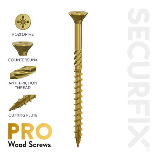 Securfix Pro Wood Screws Size: 8 x 1" (4.0mm x 25mm) | Pack of 1900 Screws