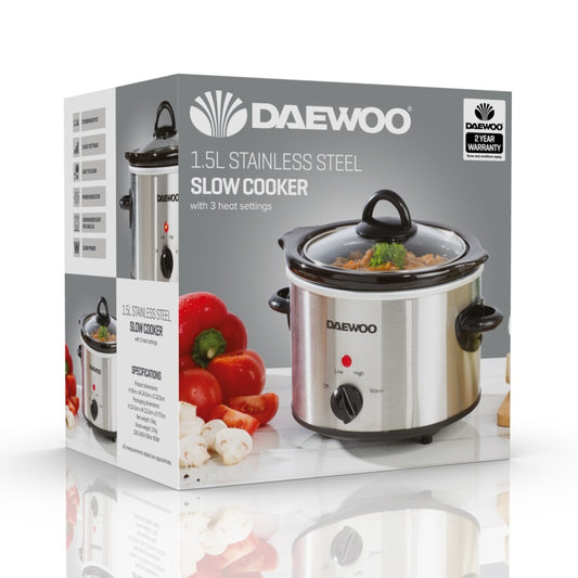 Daewoo Stainless Steel Slow Cooker 1.5L