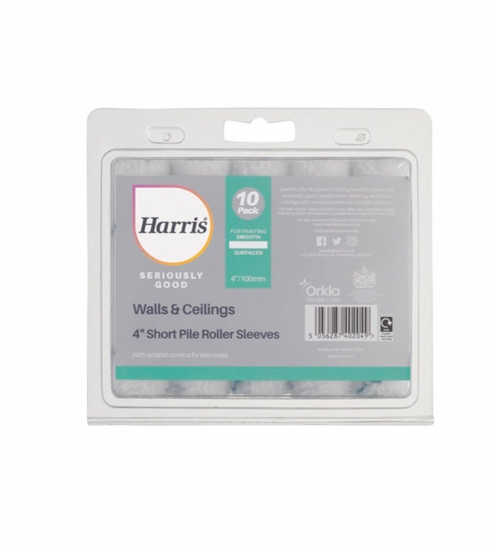 Harris Seriously Good Walls & Ceilings Short Pile Sleeve 4" Pack 10