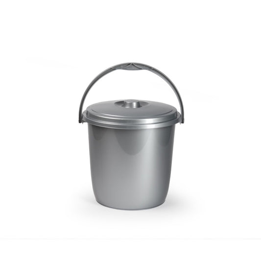 Plasticforte Silver Bucket & Lid 15L