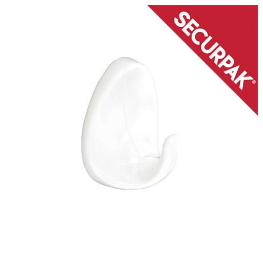 Securpak White Oval Adhesive Hook Medium Pack 4