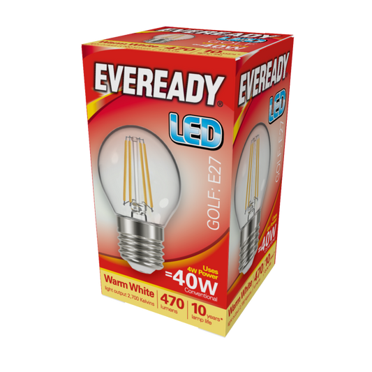 Eveready LED Filament Golf 470LM E27 ES 4W 27000K