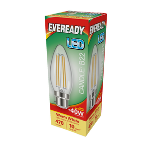 Eveready LED Filament Candle 470LM B22 BC 4W 27000K