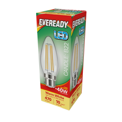 Eveready LED Filament Candle 470LM B22 BC 4W 27000K