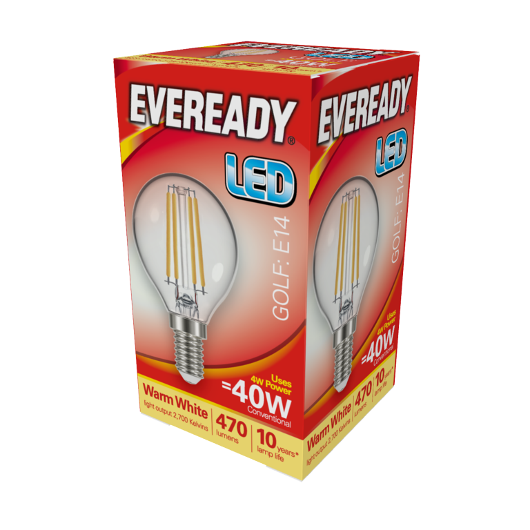 Eveready LED Filament Golf 470LM E14 SES 4W 27000K