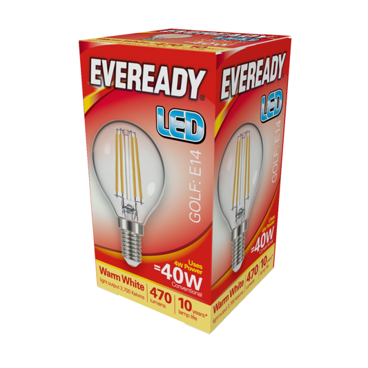 Eveready LED Filament Golf 470LM E14 SES 4W 27000K