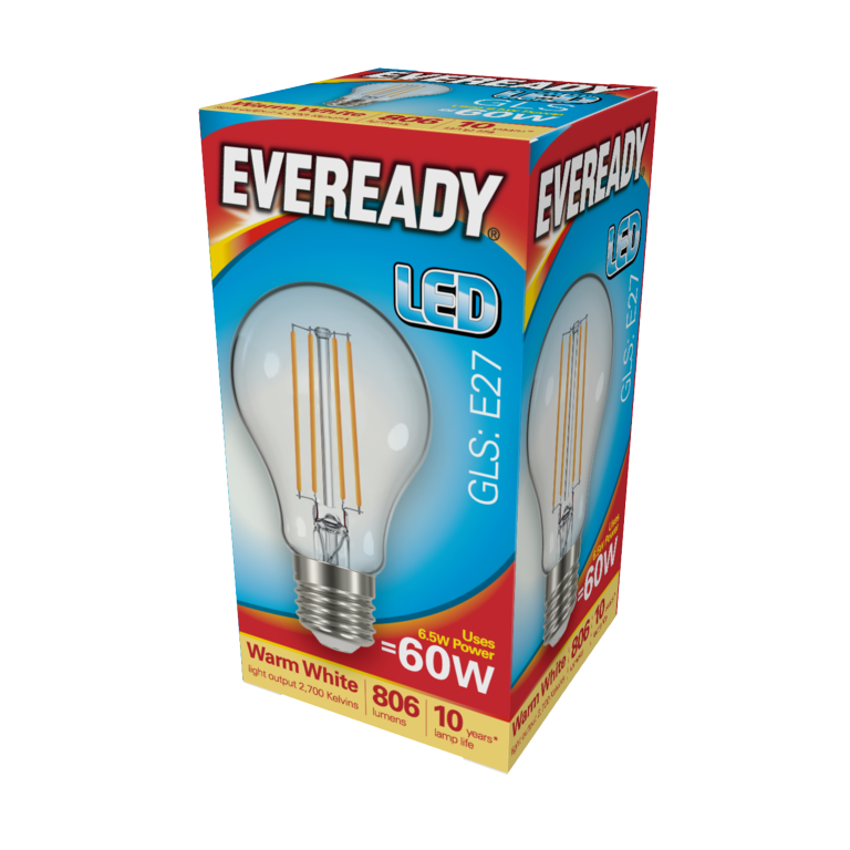 Eveready LED Filament GLS E27 806LM ES 6.5W 2700K