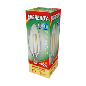 Eveready LED Filament Candle 470LM E14 SES 4W 27000K