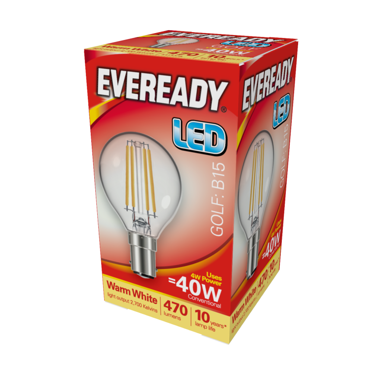 Eveready LED Filament Golf 470LM B15 SBC 4W 27000K