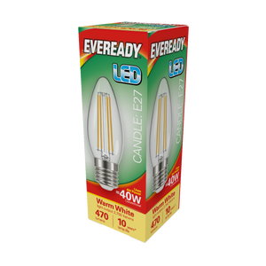 Eveready LED Filament Candle 470LM E27 ES 4W 27000K