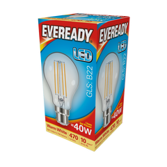 Eveready LED Filament GLS B22 470LM BC 4W 27000K