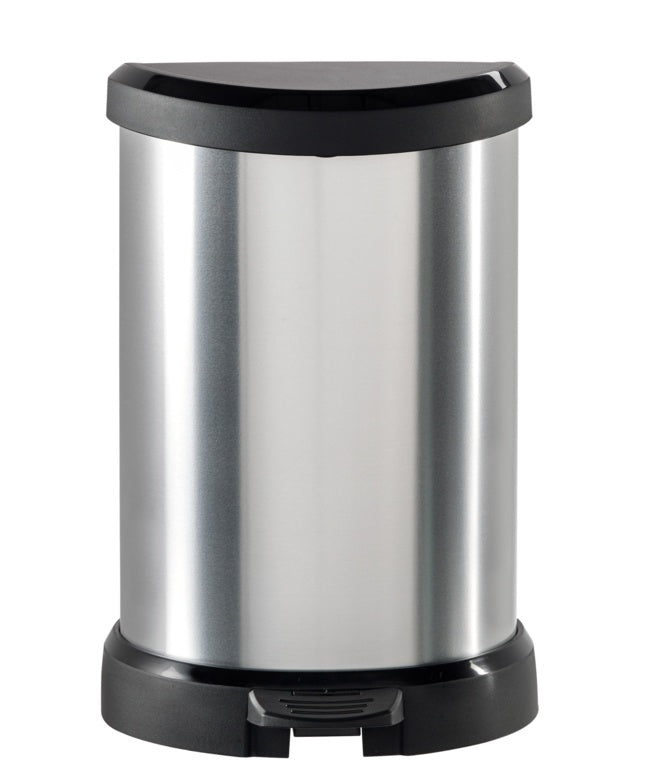 Curver Deco Black & Silver Pedal Bin 20L
