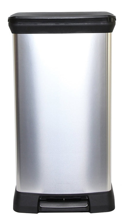 Curver Deco Black & Silver Pedal Bin 50L