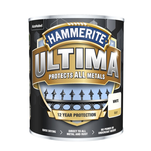 Hammerite Ultima Matt All Metal Paint 750ml White