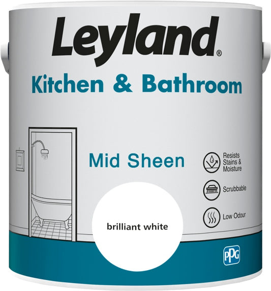 Leyland Kitchen & Bathroom Mid Sheen 2.5L Brilliant White