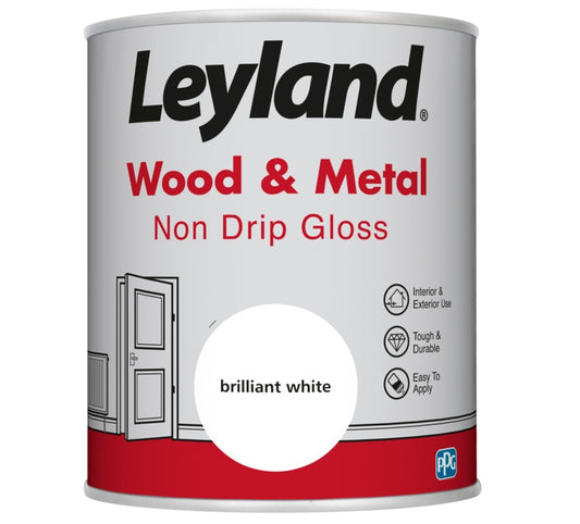 Leyland Wood & Metal Non Drip Gloss 750ml Brilliant White