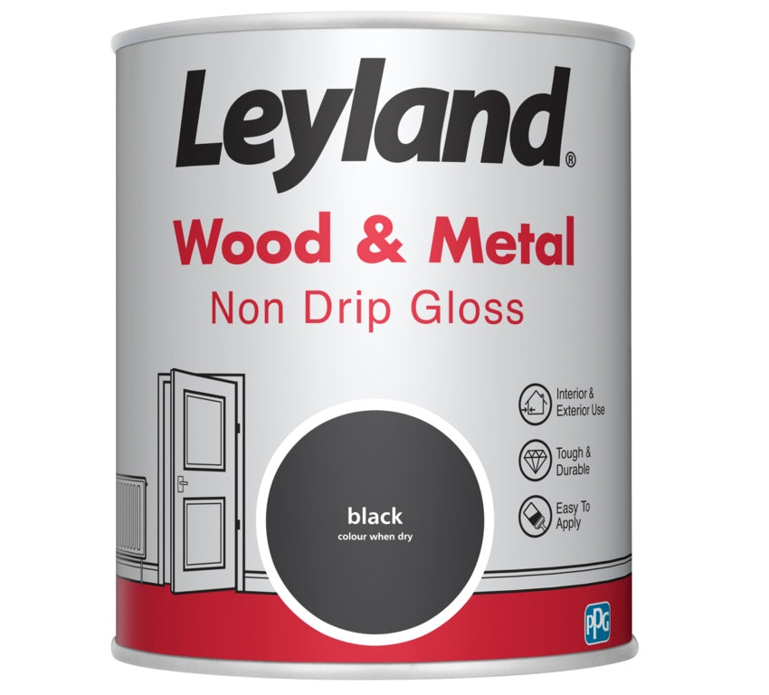 Leyland Wood & Metal Non Drip Gloss 750ml Black