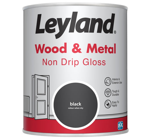 Leyland Wood & Metal Non Drip Gloss 750ml Black