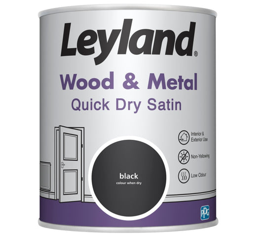 Leyland Wood & Metal Quick Dry Satin 750ml Black